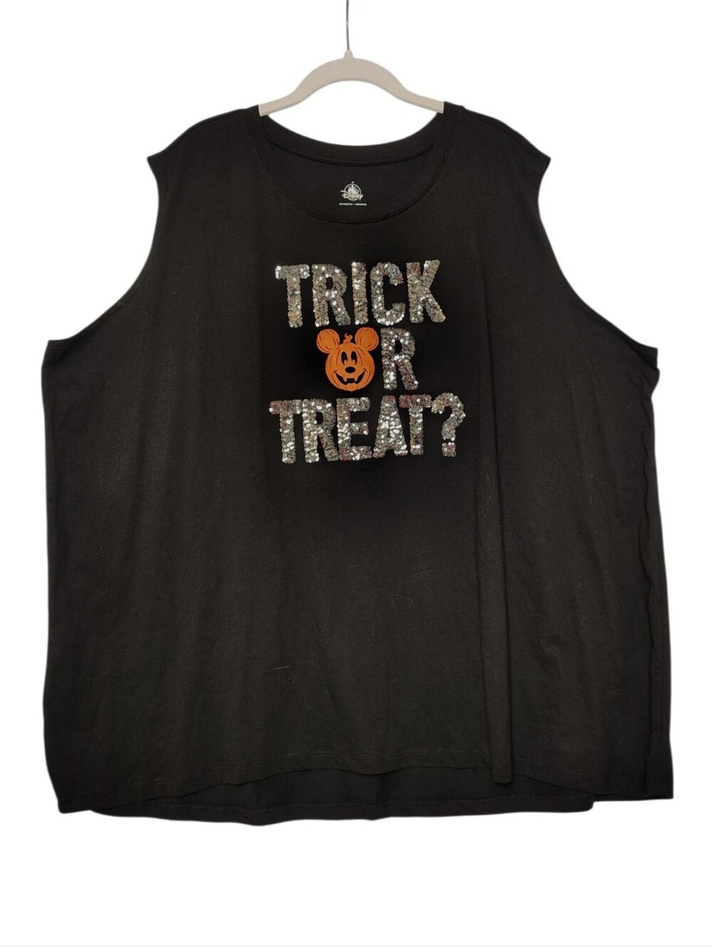 Disney Parks Sequined Mickey Pumpkin TRICK OR TREAT Halloween Tank Top Nwt